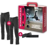 Mascot Workwear Box 18479 mit 2 Arbeitshosen und Gürtel Gr. 62 Länge 82 schwarz