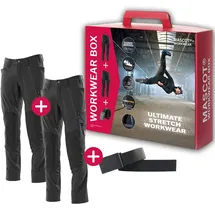 Mascot Workwear Box 18479 mit 2 Arbeitshosen und Gürtel Gr. 62 Länge 82 schwarz