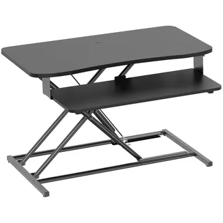 Logilink EO0053 - Schreibtischaufsatz mit Tastaturablage, Tragkraft bis 15 kg, höhenverstellbar mit Gasdruckfeder, Farbe: Schwarz