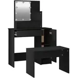 vidaXL vidaXL, Schminktisch-Set mit LED Schwarz Holzwerkstoff