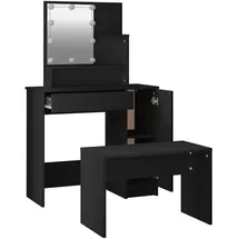 vidaXL vidaXL, Schminktisch-Set mit LED Schwarz Holzwerkstoff