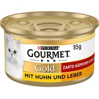 Gourmet PURINA GOURMET Gold Zarte Häppchen in Sauce Katzenfutter nass, mit Huhn und Leber, 12er Pack (12 x 85g)