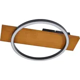 LINDBY LED-Deckenlampe Galad, schwarz, Holz, 30 cm, dimmbar