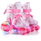 Rollschuhe Kinder Verstellbar Mädchen, Rollschuhe Kinder 24-31 4 Größen Verstellbar für Drinnen Draußen Mädchen Anfänger