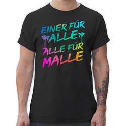 Shirtracer T-Shirt Malle für Alle - Einer für alle Alle für Malle Sommerurlaub Herren schwarz XL