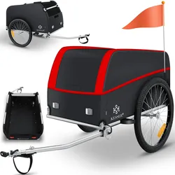 KESSER® Fahrradanhänger Lastenanhänger Transportanhänger Hochdeichsel mit Kupplung, Inkl. Abdeckung  Klappfunktion Hochdeichsel Anhänge für Fahrrad Transportbox mit 120 Liter Max. 40 kg