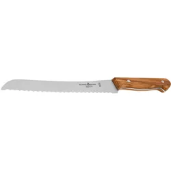 SCHWERTKRONE Brotmesser mit Wellenschliff Klingenlänge 22 cm Olivenholz
