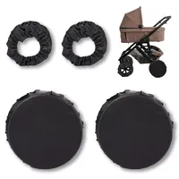 Zamboo Kinderwagen Reifenschutz | 4x Universal Radschutzhüllen für Buggy Räder | Wasserdichte Reifenhüllen halten Auto und Wohnraum sauber - Schwarz