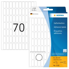 Herma Adressetiketten 2320 Weiß 8 x 20 mm 32 Blatt à 70 Etiketten