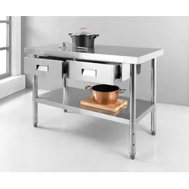 Better Home Edelstahltisch mit 2 Schubladen, ca. 120 x 60 x 80 cm
