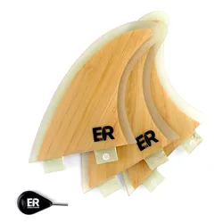 Surfboard Finnen FCS Thruster Set Bambus Fiberglass mit Fin Key EINHEITSGRÖSSE