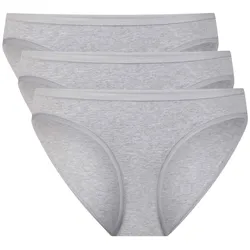 Bamboo basics Damen Slips, 3er Pack - JULIA Taillenslip, atmungsaktiv, Jersey Grau S