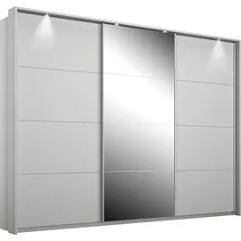 Rauch Schwebetürenschrank RAUCH "Kepan", grau (seidengrau), B:278cm H:213cm T:64cm, Holzwerkstoff, Schränke, Schwebetürenschrank, mit umfangreicher Innenausstattung und Passepartout