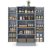 COSTWAY Küchenbuffet Küchenschrank Vorratsschrank mit verstellbarer Ablage, 60x40x120cm grau