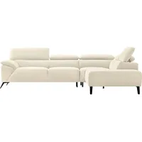 Nicoletti Home Ecksofa, Breite 287 cm, verstellbare Kopfstütze, Ottomane links oder rechts, weiß