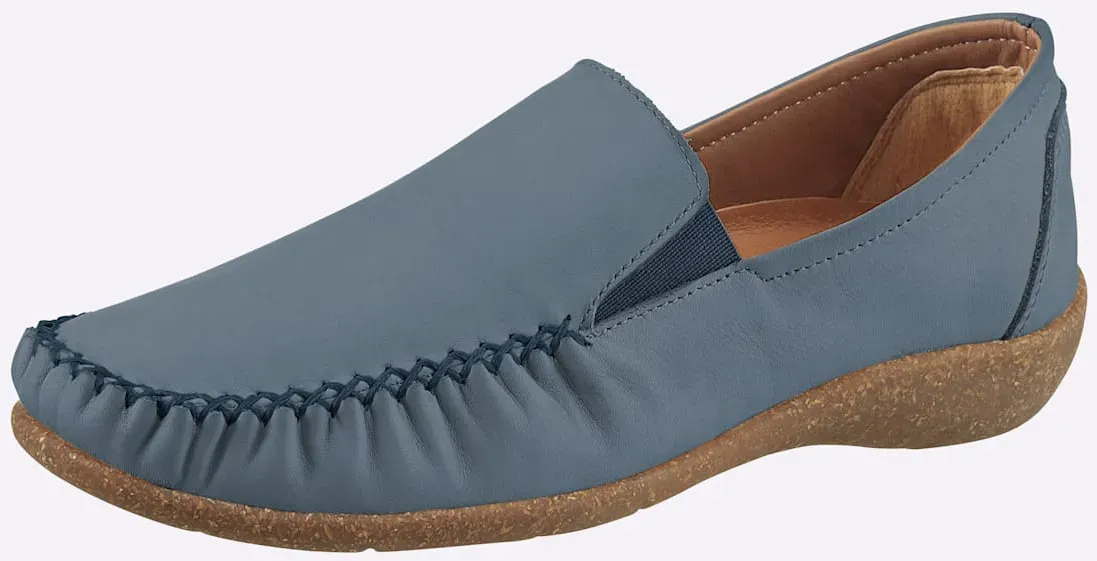 Slipper LORETTA, Damen, Gr. 40, taubenblau, Glattleder, Schuhe Slipper