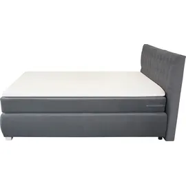 LEONIQUE Boxspringbett LEONIQUE "Rumba", grau (hellgrau), B:150cm L:213cm, Samtoptik (100% Polyester), Komplettbetten, Boxspringbett Seniorenbett Polsterbett, Taschenfederkern-Matratze in Härtegrad 3, in 4 Breiten, incl. Topper