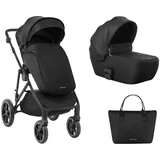 KIKKABOO Kinderwagen Thea 2 in 1 EVA-Räder verstellbarer Schiebegriff Babywanne schwarz