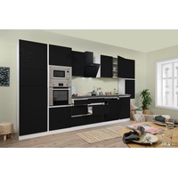 Küche Küchenzeile Küchenblock grifflos Weiß Schwarz Lorena 395 cm Respekta