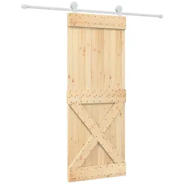 vidaXL Schiebetür rechts 80 x 210 cm Braun/Weiß