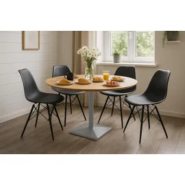 Sam Bistrotisch Schweizer Kante 120 x 120 x 75 cm Naturfarben/Beige/Silber