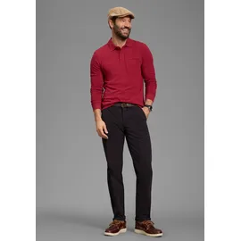 MAN'S WORLD Langarm-Poloshirt MAN'S WORLD "Neue Kollektion", Herren, Gr. XL (56/58), rot (bordeaux), Piqué, Obermaterial: 100% Baumwolle, unifarben, Basic, schmal, angesetztes Bündchen, Shirts, schmale Passform, Langarm, mit Reißverschlusstasche