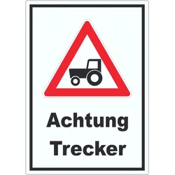 Achtung Trecker Aufkleber A8 (52x74mm)