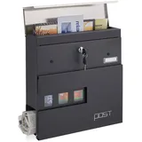 Briefkasten Wandbriefkasten schwarz Designer Postkasten Zeitungsbox abschließbar