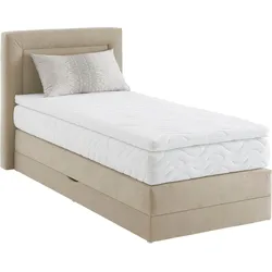 Boxspringbett, beige, B:105cm L:210cm, WESTFALIA SCHLAFKOMFORT, Komplettbetten, Boxspringbett, wahlweise mit Bettkasten und Topper