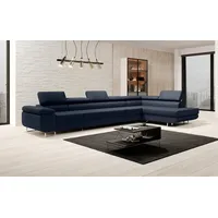 Luxusbetten24 Schlafsofa Designer Sofa Maxi in Kunstleder, mit Schlaffunktion und Stauraum blau