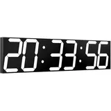 CHKOSDA Digitale Wanduhr, Übergroße LED-Digitaluhr mit automatischem Dimmer, großer Countdown-Timer mit Fernbedienung, 27in breites LED-Display, Wandhalterung, Datum und Temperatur (weiß)