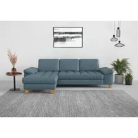 sit&more Ecksofa SIT & MORE "Westham L-Form", bunt (graublau), B:275cm H:88cm T:172cm, 100% Polyester, Sofas, Ecksofa, mit Recamiere, mit oder ohne Bettfunktion, Bettkasten, Füße Eiche
