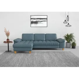 sit&more Ecksofa SIT & MORE "Westham L-Form", bunt (graublau), B:275cm H:88cm T:172cm, 100% Polyester, Sofas, Ecksofa, mit Recamiere, mit oder ohne Bettfunktion, Bettkasten, Füße Eiche
