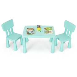 COSTWAY Kindersitzgruppe 3 TLG. Kindermöbel, (Kindertisch mit 2 Stühlen) grün