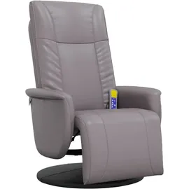 vidaXL Massagesessel mit Fußteil Kunstleder 90 x 105 x 90 cm Grau drehbar