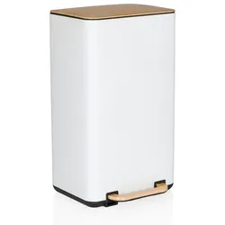 Abfallsammler / Mülleimer CLEAN NATURA 30L Holzoptik Stahl creme/walnuss hjh OFFICE