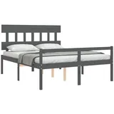 furnicato Bett Seniorenbett mit Kopfteil Grau Kingsize Massivholz (1-tlg) grau