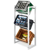 BoMoe Getränkeregal, Weiß, Metall, Naturmaterialien, Echtholz, Rechteckig, 55x112x32 cm, Küchenzubehör, Flaschenträger