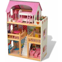 3-Stöckiges Puppenhaus Holz 60 x 30 x 90 cm