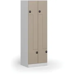 Z-Spind, 4 Abteile, 1850 x 600 x 500 mm, RFID-Schloss, Tür beige