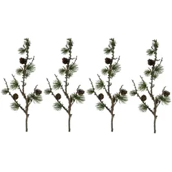CREATIV green künstliche Pflanze Zedernzweig mit Zapfen und Flechten, 57 cm, grün, 4er Set
