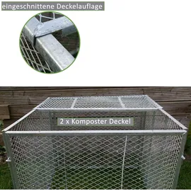 Trutzholm Komposter Metallkomposter 100x100x80 cm mit 2 tlg Deckel Gartenkomposter feuerverzinkt