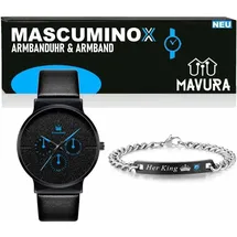 MAVURA MASCUMINOX Armbanduhr Armband Set Herren Elegant Luxus Business Uhr Geschenk