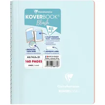 Clairefontaine 366772C Spiralblock Koverbook Blush, DIN A5, 14,8 x 21cm, 80 Blatt, liniert, 1 Stück, Eisblau / Korallenrot