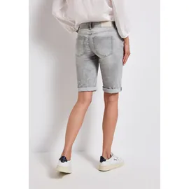 STREET ONE Bermudas "Style Jane", Damen, Gr. 30, N-Gr, grau (light grau random washed), Denim/Jeans, Obermaterial: 63% Baumwolle, 25% Polyester, 10% Viskose, 2% Elasthan, unifarben, slim fit kniefrei, Hosen Bermudas, Sommerhose Jeans mit Slim Legs und Stretch
