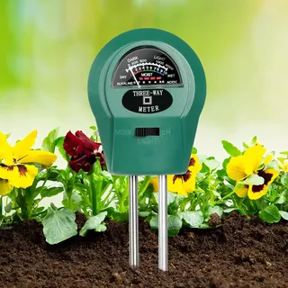 flintronic 3 in 1 Bodentester, Boden-pH-Meter, für Boden-Feuchtigkeit/pH-Tester/Sonnenlicht/Licht, Feuchtigkeitsmesser, für Pflanzenerde, Garten, Bauernhof, Rasen, Gemüsegarten, Grün