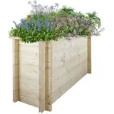 TIMBELA Hochbeet 118 x 38 x 57 cm Beige