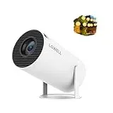 LQWELL HY300 PRO Mini Beamer + Solar Laterne Kombination, 4K 1080P Unterstützung, Android 11, kabellose Projektion, unterstützt Airplay Miracast, mit WiFi Bluetooth, tragbarer Projektor