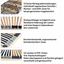 Matratzen Perfekt Lattenrost 42 Leisten 90 x 200 cm Extra Stabil