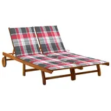 vidaXL Gartenliege Doppelliege Gartenliege 2-Personen Sonnenliege Rollliege Auflage rot k braun